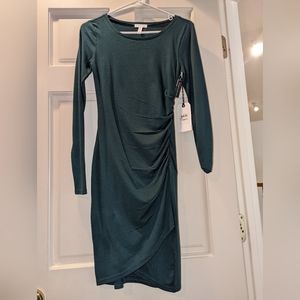 Green Long Sleeved Fitted Dress